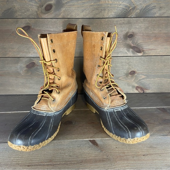 Ll bean Womens size 8 duck boots brown leather waterproof hunting shoes - Picture 3 of 8